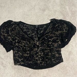 size medium lulus black lace cropped corset top